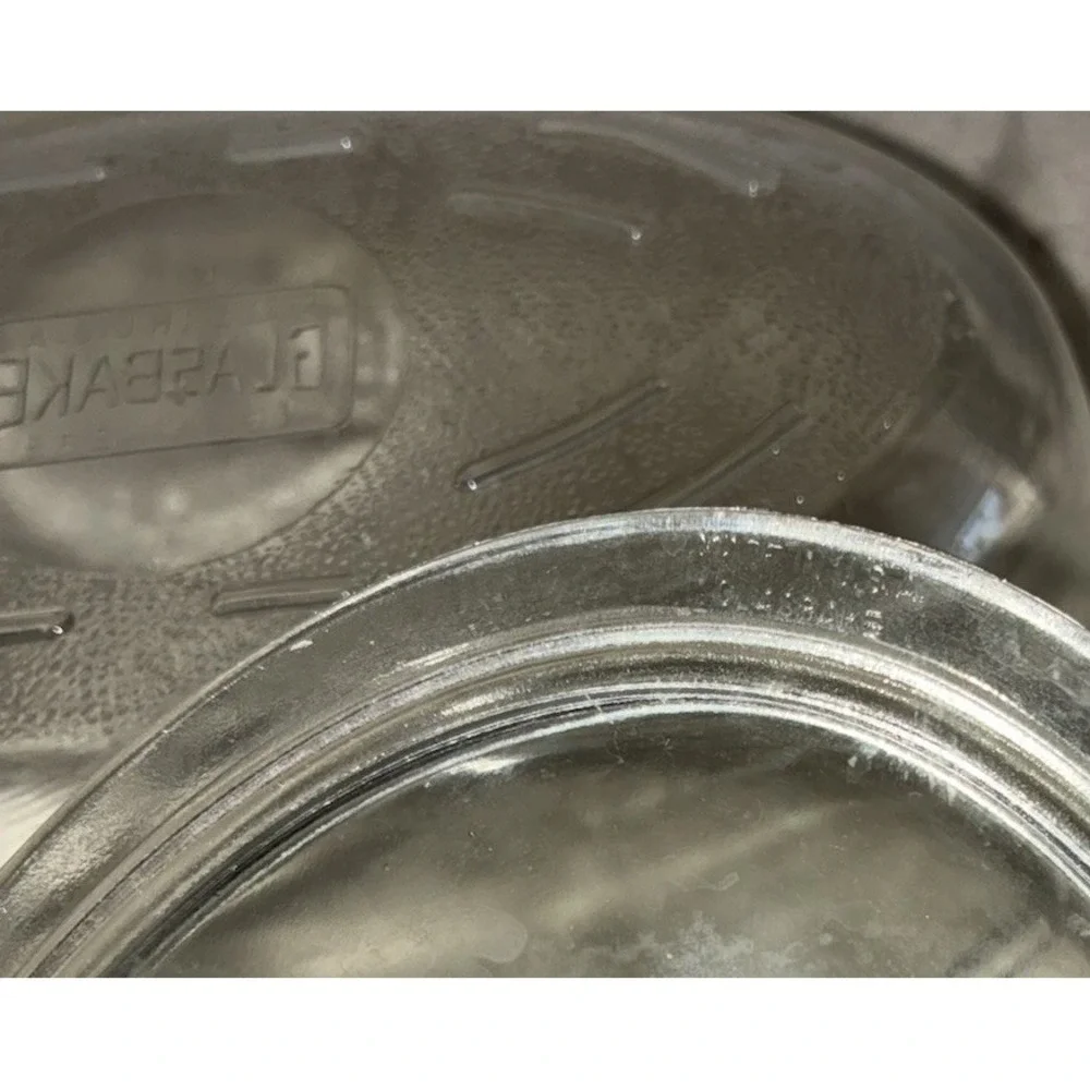 Vintage Glasbake Oval Casserole Clear Glass‎ Lid 1 qt J235 *flaw